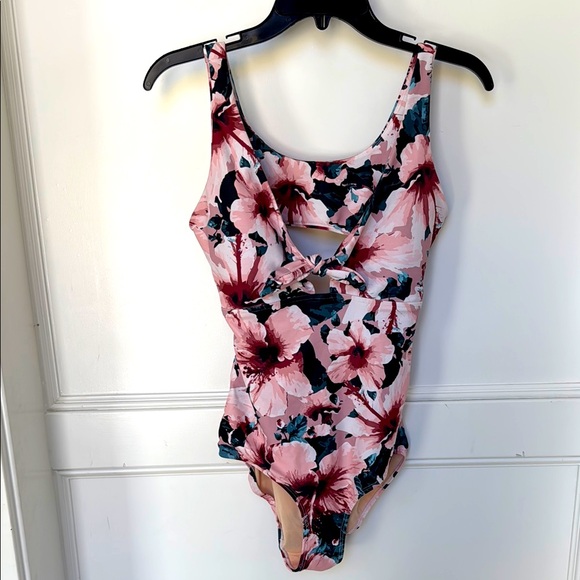 Albion Other - Albion Bronte Top Knot Cut Out One Piece Pink Floral Swimsuit Size Small